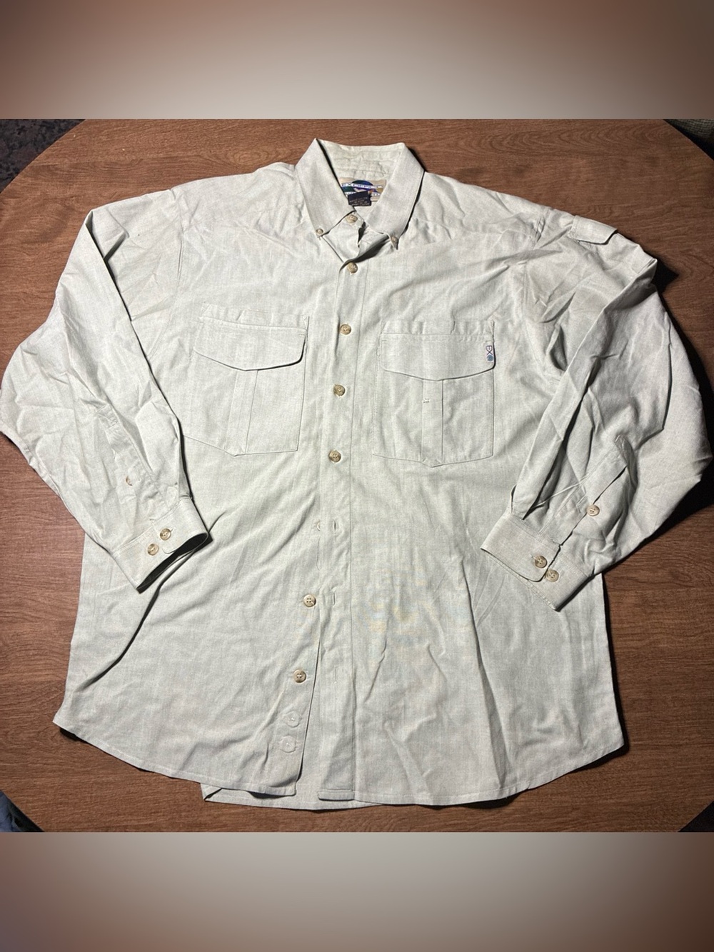 ExOfficio Cotton Shirt Men Large Long Sleeve Button Fishing Hiking Outdoor Green